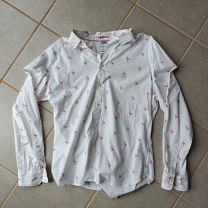 White Flamingo Print Men's Shirt